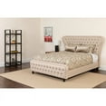 thumbnail image 1 of Twin Cinched Tufted Gold Nail Trim Platform Bed in Beige Fabric, 1 of 1