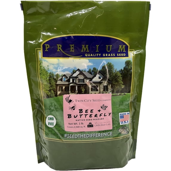 Twin City Seed Co. Native Bee & Butterfly Prairie Mix, Wildflower Mixture, 1 lb Bag