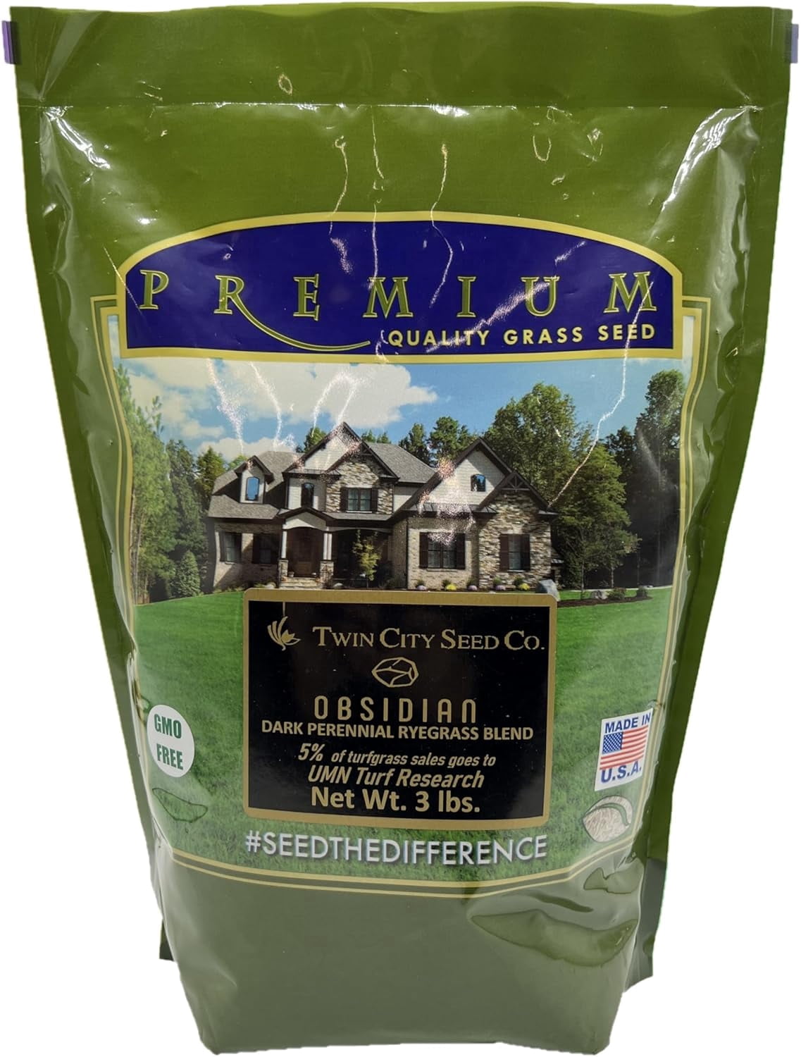 Twin City Seed Co. Obsidian, Perennial Ryegrass Blend, 3 lb Bag