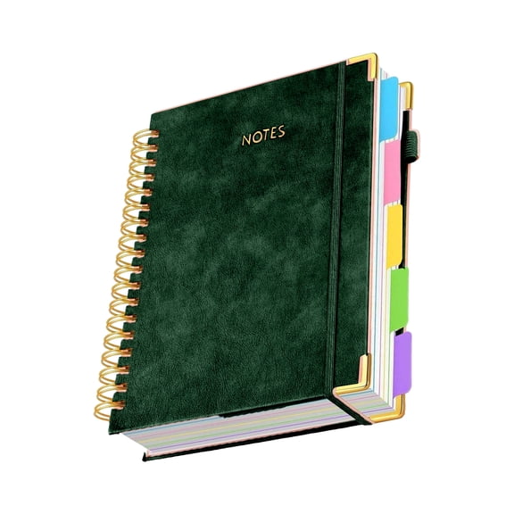 Twin Coil Binding PU Leather Notebook 300 Pages Lined Elastic Pen Slots For Daily Writing Note Taking 10x8Inch