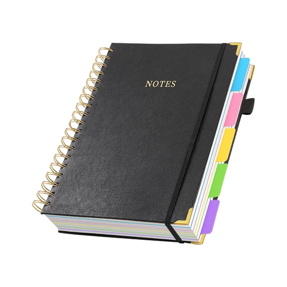 Twin Coil Binding PU Leather Notebook 300 Pages Lined Elastic Pen Slots For Daily Writing Note Taking 10x8Inch