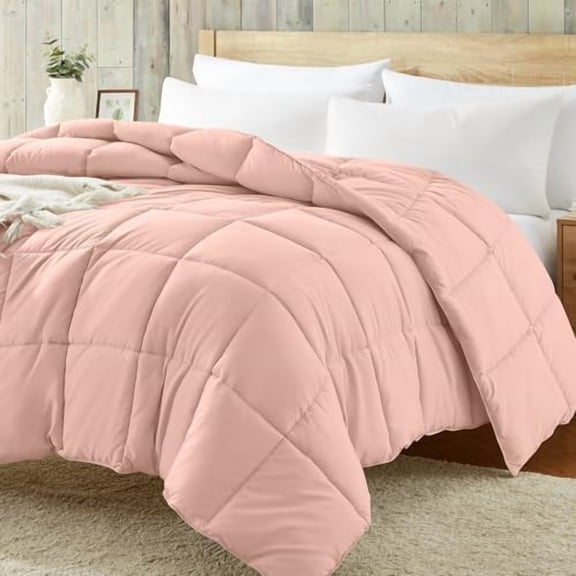 Twin Comforter Duvet Insert - Pink Down Alternative Bed Comforter Twin Size, Lightweight Bedding Comforters Quilted All Season All Season Solid Pink