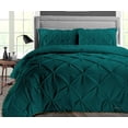 thumbnail image 1 of Twin Comforter Pinch Teal 300 GSM Plush Siliconized Microfiber Fill Duvet Insert Box Stiched Quilted Fluffy Soft 600 TC Egyptian Cotton Shell with Piping & Pillowcases, 1 of 8