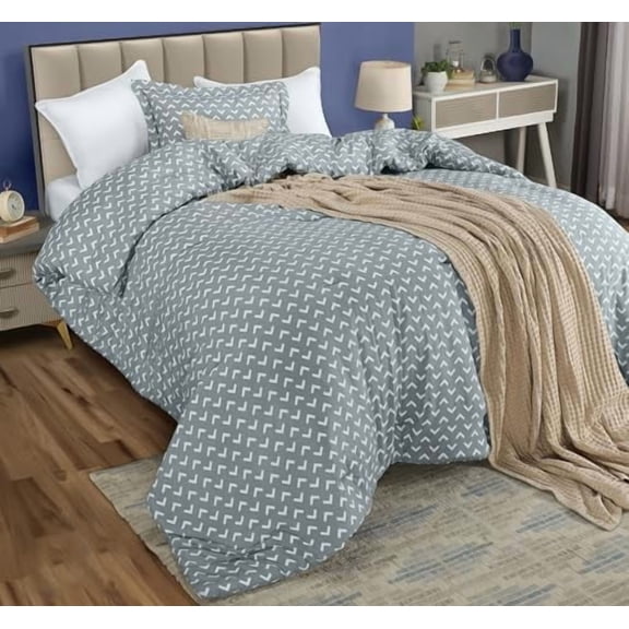 Twin Comforter Set Arrow White, Printed Comforters Twin Size, 2 Piece Lightweight All Season Down Alternative Bedding Set with 1 Comforter (64 x 88 in) and 1 Pillow Shams (20 x 26 in)