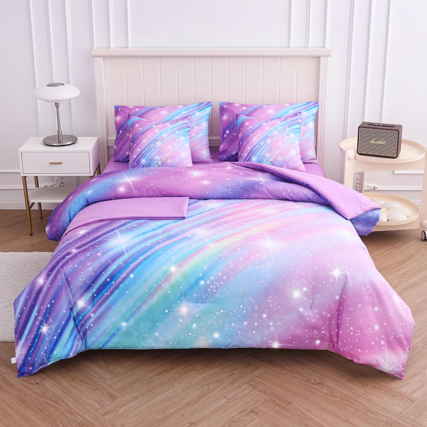 Twin Comforter Set for Girls Galaxy Bedding 7pieces, Ombre Bedding