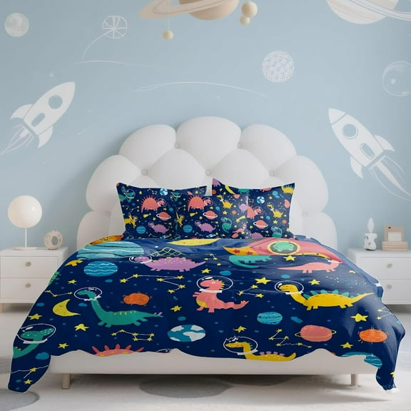 Twin Comforter Sets Single for Boys Girls, Starry Sky Dinosaur Animals Glow in The Dark Kids Bedding Sets, 6 Pcs Twin Bed in a Bag with Comforter, Sheets, Pillow Sham, Fitted sheet, 2 pillows