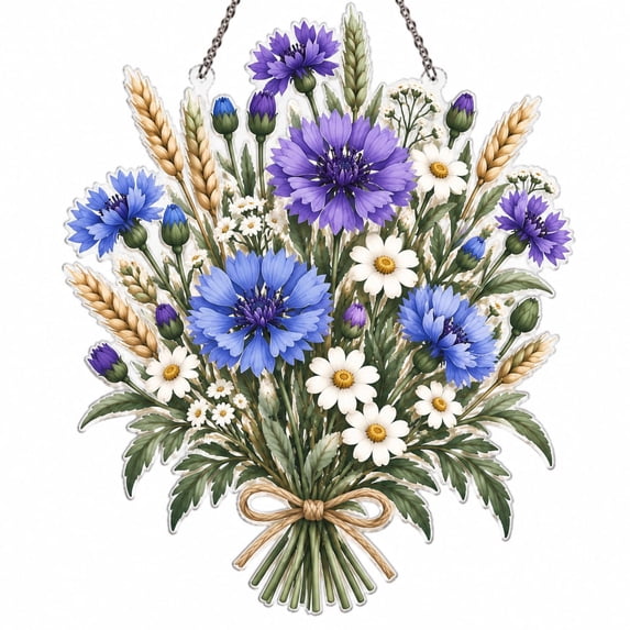 Weave Spring Twin Cornflower Acrylic Suncatcher Ornament for Kitchen Window, Spring ...