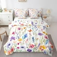 thumbnail image 1 of Twin Daisy Floral Comforter Sets 7-Piece,Butterfly Bedding Set with Sheets Bed in a Bag,Oil Painting Watercolor Bed Sheets Set,Colorful Flower Blossom Down Comforter with 2 Pillow Covers, 1 of 5