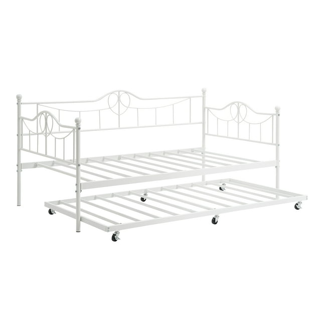 GAOMON Twin Size Daybed with Sturdy PullOut Trundle, Metal Frame, No