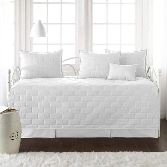 Twin Daybed Comforter Set 6 Piece, Trundle Bed Bedding Set With Bedspread Shams Bedskirt Throw Pillow