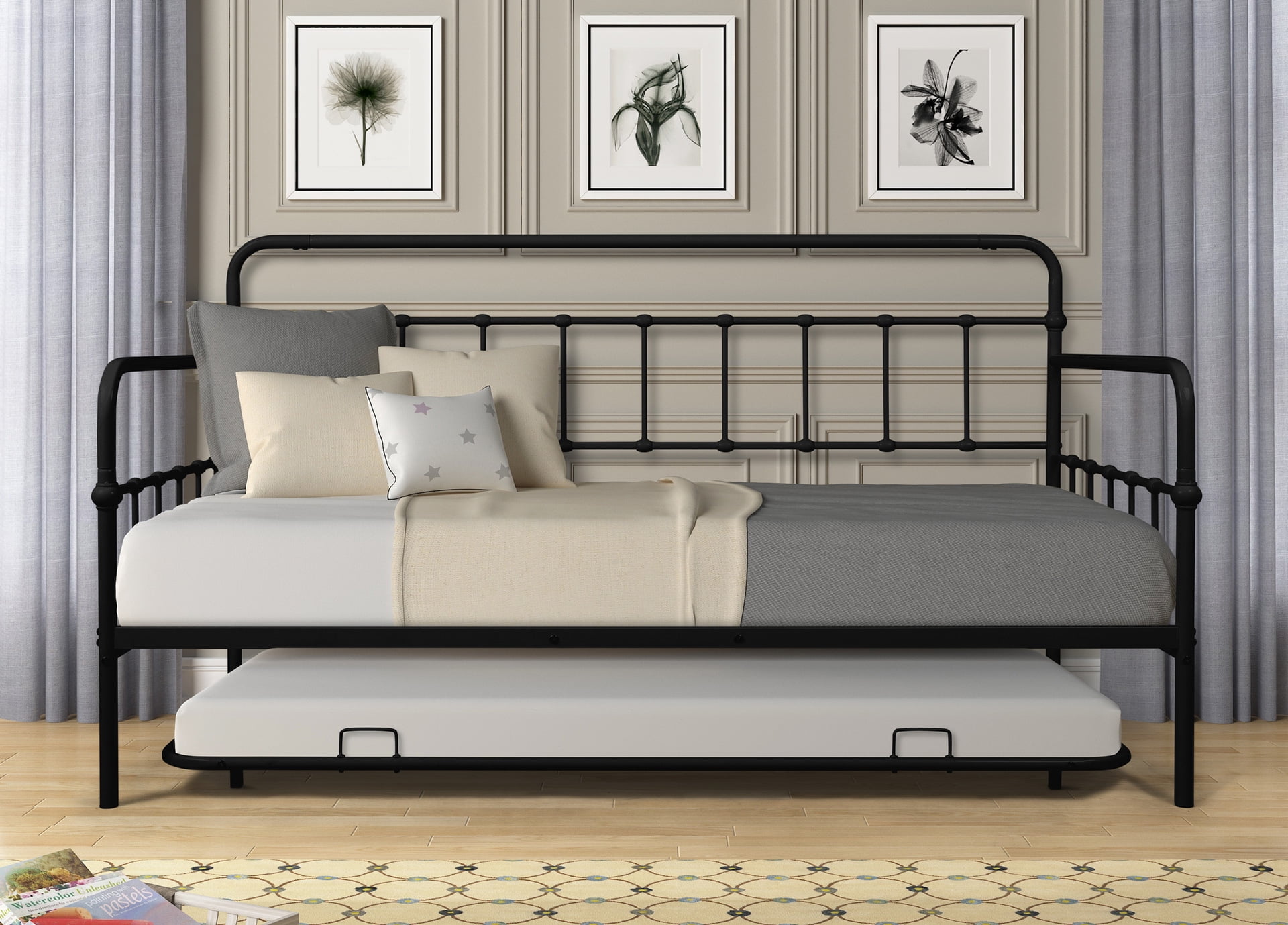 Twin Daybed with a PullOut Trundle Included, Indoor and Outdoor