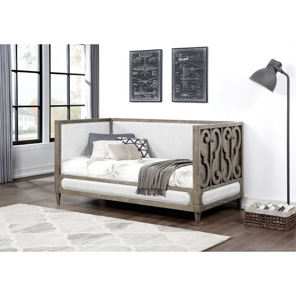 Twin Daybed | Stylish Design for Living Areas | Upholstered with Scrolled Inlay | Durable Construction