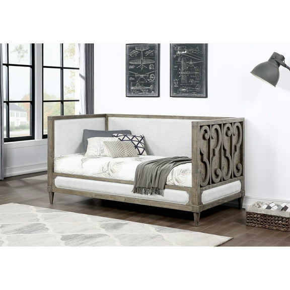 Twin Daybed - Tan Fabric, 13 Base, 330lbs Weight Support, Chic Upholstered Appearance Fabric 82 In. Width, 43 Height, Build, Style