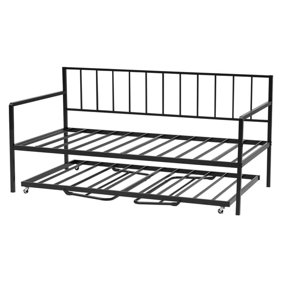 Twin Daybed and Trundle Set with Tech Features: USB Charging Ports, Customizable LED Strips, and 6-Position Adjustable Height