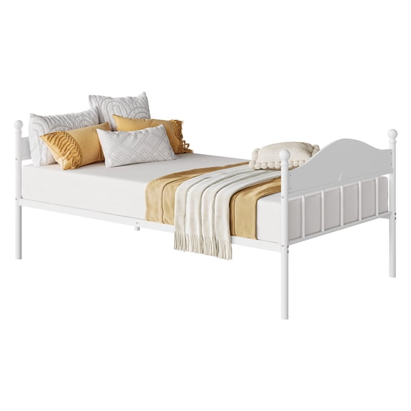 Twin Daybed with Headboard - Metal Frame, Heavy-Duty Steel Slats for Living Room & Guest Room