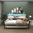 thumbnail image 1 of Twin Daybed with Trundle, Farmhouse Daybed Frame with Sliding Barn Door Headboard and Charging Station & LED Light, White, 1 of 9