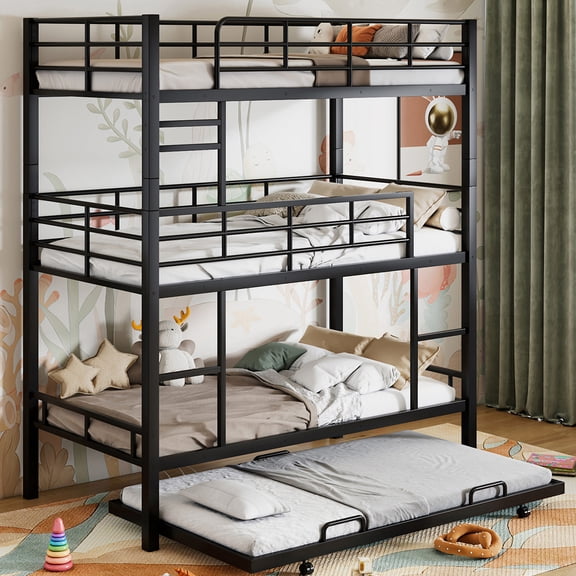 Twin Dimensions - Triple Bunk with Ladder Access - Student Housing - Practical Bed Option