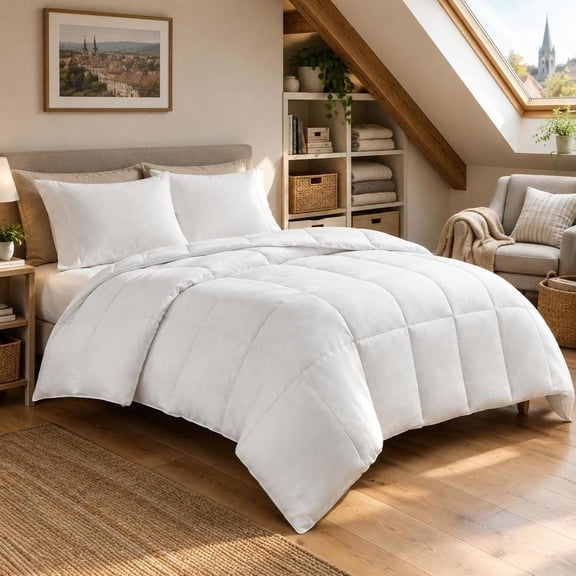 Twin Down Alternative Comforter, 3M Thinsulate Featherless Insulation, 300 Thread Count Cotton Sateen