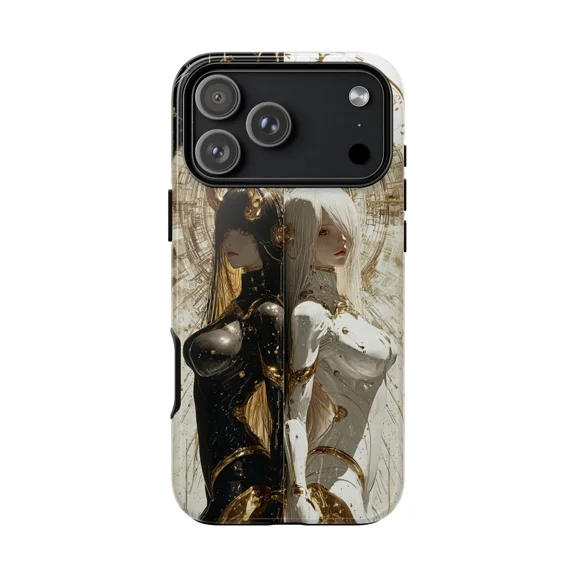 Twin Duality Anime Girls Stylish Graphic Case for iPhone 17 11 12 13 14 15 16 Pro Max