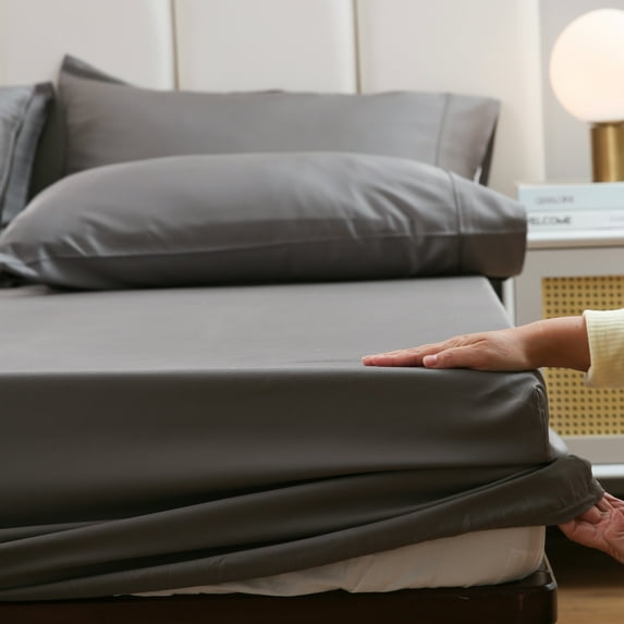 Twin Ducks Inc Rayon from bamboo 15" Fitted Sheet Natural Grey Full