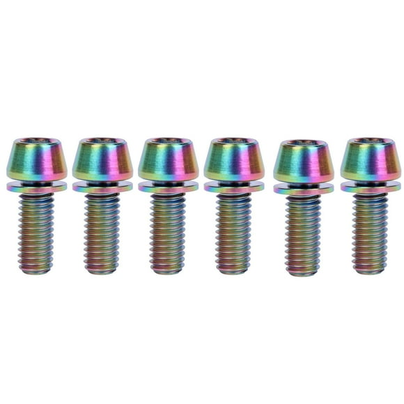 6PCS Titanium M6x16mm 18mm 20mm Allen Hex Tapered Head Bolt for Bicycle Fitting Screw (Ranibow, M6x16mm)
