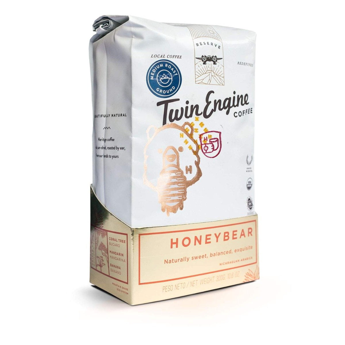 Twin Engine Coffee 235695 Organic Honey-Bear Black Edition Whole Bean Coffee 10.5 oz.