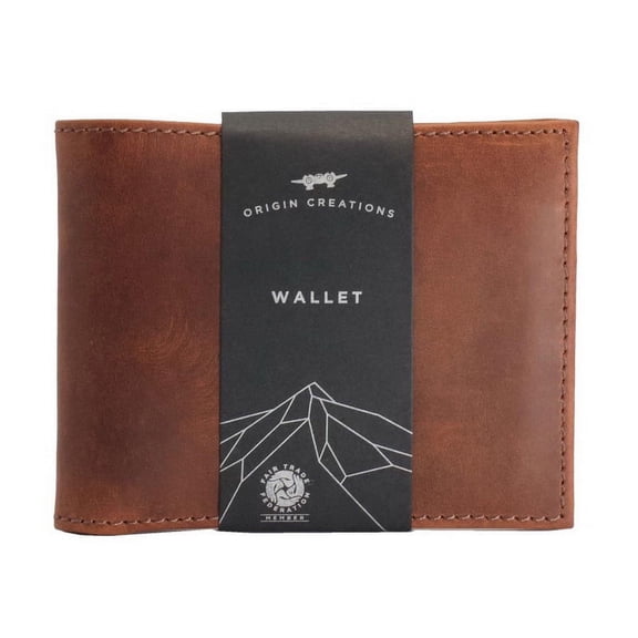Twin Engine Coffee Origin Creations Artisan Leather Bi-Fold Wallet Saddle Brown