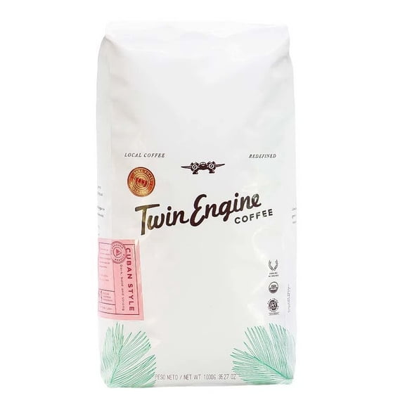 Twin Engine Organic Cuban Style Dark Whole Bean Coffee 2.2 lbs.