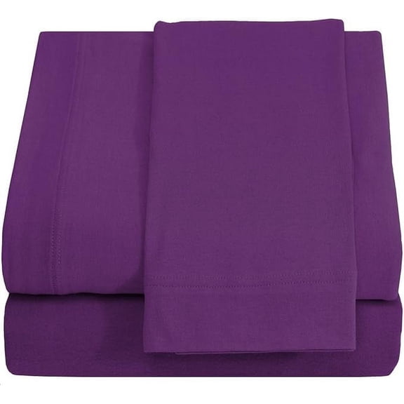 Twin Extra Long 100% Cotton jersey Sheet Set - Soft and Comfy - By Crescent Bedding Plum Twin XL