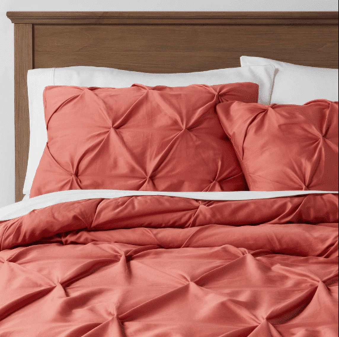 Twin Extra Long Pinch Pleat Duvet & Sham Set Spicy Rose Threshold