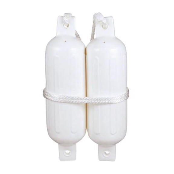 Twin Eye Vinyl Boat Fender - White - 20 x 5.5 in. - Set of 2 - Durable Protection