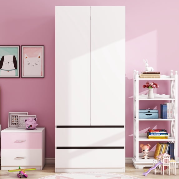 Twin Fins 32" Modern White Closet System with Spacious Storage - 2 Drawers -White