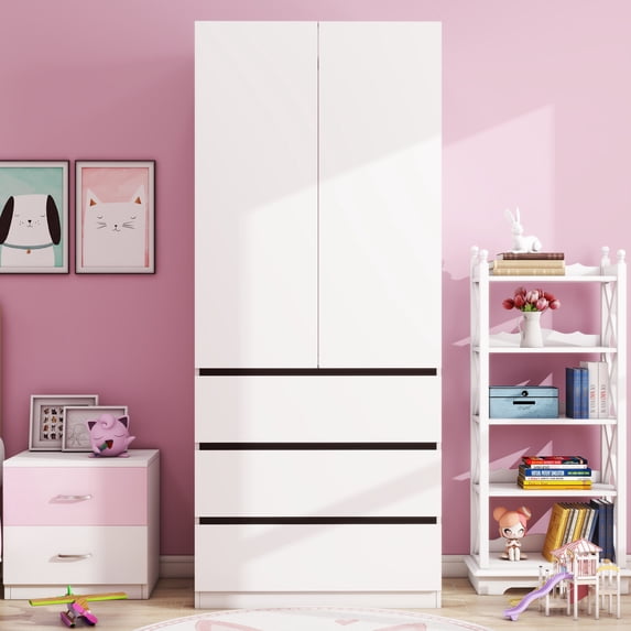 Twin Fins 32" Modern White Closet System with Spacious Storage - 3 Drawers -White