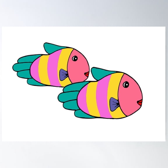 Twin Fish Poster Wall Art, Modern Wall Decor For Living Room Bedroom, 24x36 UNFRAMED