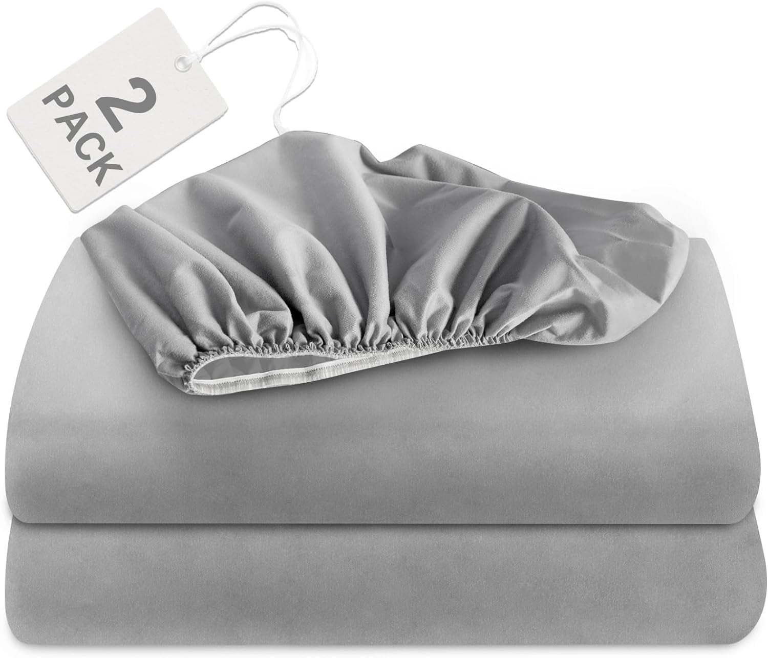 Twin Light Gray Microfiber Fitted Sheet Set
