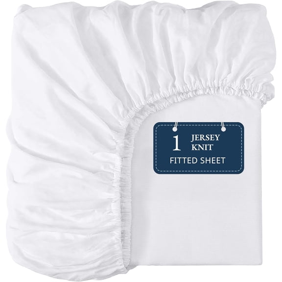 Twin Fitted Sheet Only - 4 Way Stretch Knitted Deep Pocket Twin Bottom Sheet - Fits Upto 16" Mattress (No Flat Sheet), Durable, Wrinkle Free, Soft Microfiber Fitted Sheet Twin - White