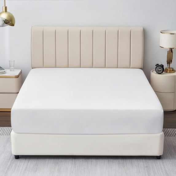 Twin Fitted Sheet 600 Thread Count Egyptian Cotton - Sateen Weave Cooling Bed Sheet with 16-Inch Deep Pockets, No Pop Elastic for Secure Fit - Soft, Breathable, and Durable (White)