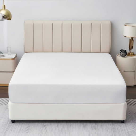 Twin Fitted Sheet 600 Thread Count Egyptian Cotton - Sateen Weave Cooling Bed Sheet with 16-Inch Deep Pockets, No Pop Elastic for Secure Fit - Soft, Breathable, and Durable (White)