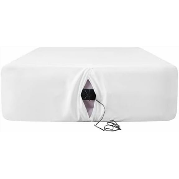 Twin Fitted Sheet for Air Mattress,with 24 Inch Extra Deep Pockets,Ultra Soft Durable Breathable Bed Sheets Cover for Inflatable Air Bed,with Pump Opening,Inflate at Any Time-White