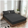 thumbnail image 1 of Twin Fitted Sheet Only, Softest 400 Thread Count 100% Cotton Sateen, 8" Deep Pocket, All-Around Elastic, Dark Grey, 1 of 3