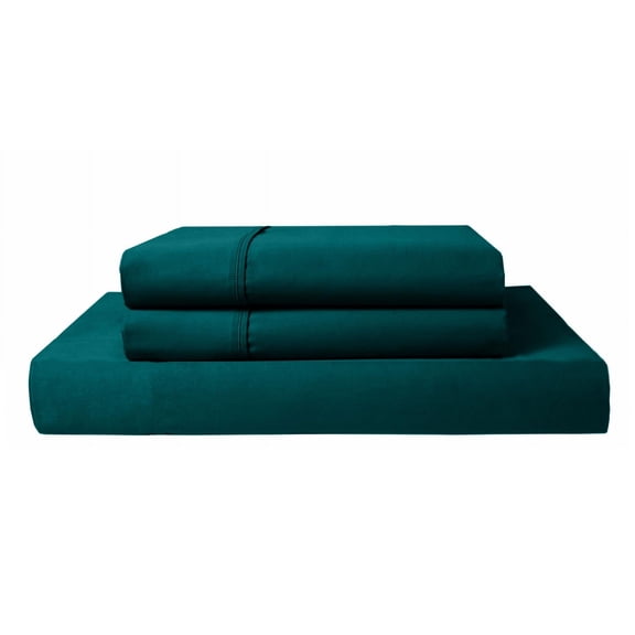 Twin Fitted Sheet with 2 Pillowcases (3-PC) Set - 800-Thread-Count 100% Egyptian Cotton, Soft Breathable, 15-Inches Deep Pockets - Teal Blue