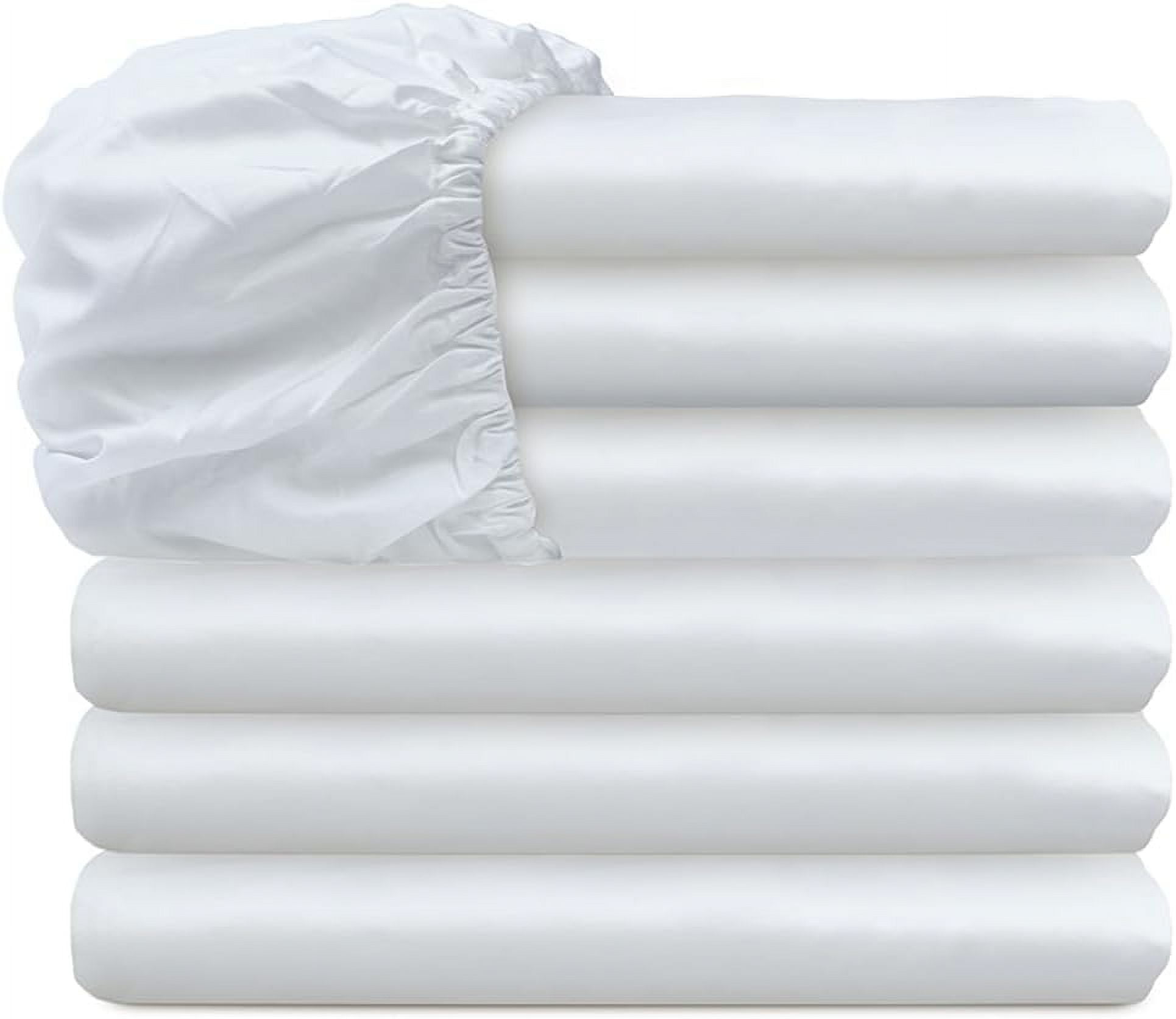 Twin Fitted Sheets Only - Deep Pocket White Sheets Bulk 6 Pack for Home ...