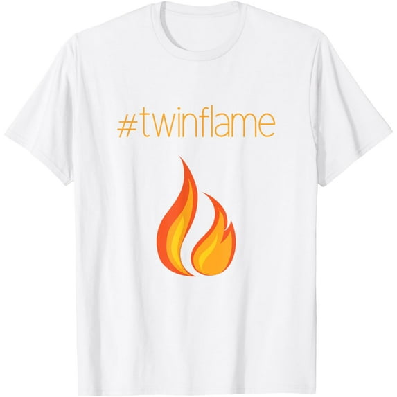Twin Flame Hashtag Fire Flames Design for Twin Flames T-Shirt men and women can wear, black, white, gifts