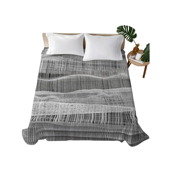 Twin Flat Sheet 66"x96", Black White Soft Lightweight Bedding Flat Sheets Only, Modern Minimalist Gingham Abstract Brushed Microfiber Top Bed Sheet, Breathable StainResistant Bedsheets