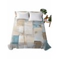 thumbnail image 1 of Twin Flat Sheet 66"x96", Blue Beige Soft Lightweight Bedding Flat Sheets Only, Modern Abstract Color Blocks Brushed Microfiber Top Bed Sheet, Breathable StainResistant Bedsheets, 1 of 9