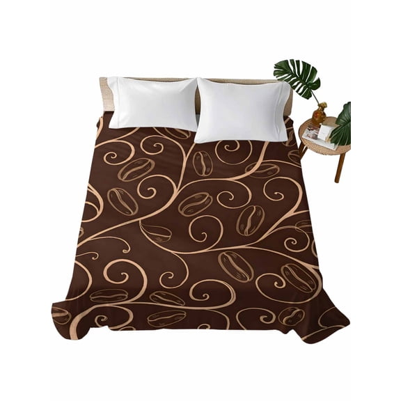 Twin Flat Sheet 66"x96", Brown Plants Soft Lightweight Bedding Flat Sheets Only, Farmhouse Rustic Farm Leaves Branches Brushed Microfiber Top Bed Sheet, Breathable StainResistant Bedsheets