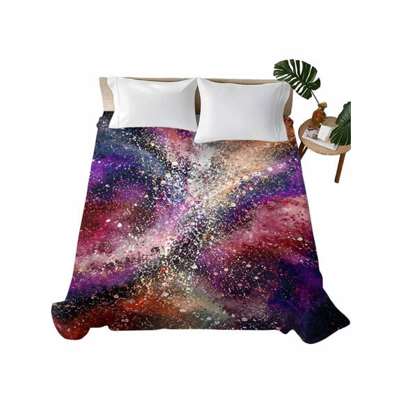 Twin Flat Sheet 66"x96", Colorful Sky Soft Lightweight Bedding Flat Sheets Only, Farmhouse Rainbow Cosmic Abstract Scenery Brushed Microfiber Top Bed Sheet, Breathable StainResistant Bedsheets