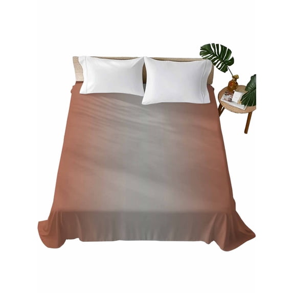 Twin Flat Sheet 66"x96", Dark Orange Grey Ombre Soft Lightweight Bedding Flat Sheets Only, Modern Gradient Abstract Art Brushed Microfiber Top Bed Sheet, Breathable StainResistant Bedsheets