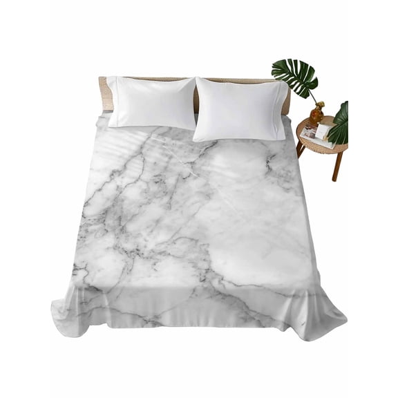 Twin Flat Sheet 66"x96", Gray Marble Soft Lightweight Bedding Flat Sheets Only, Modern Simple Gradient Abstract Patterned Brushed Microfiber Top Bed Sheet, Breathable StainResistant Bedsheets