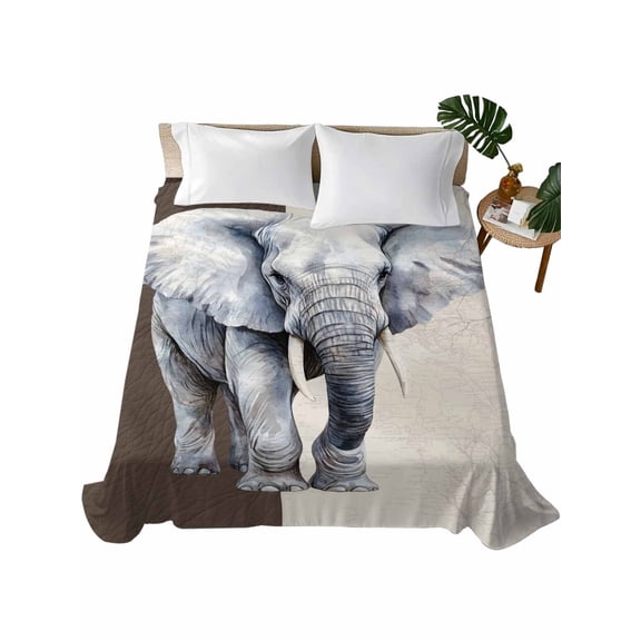 Twin Flat Sheet 66"x96", Vintage Elephant Soft Lightweight Bedding Flat Sheets Only, Modern Art Animal Watercolor Brushed Microfiber Top Bed Sheet, Breathable StainResistant Bedsheets